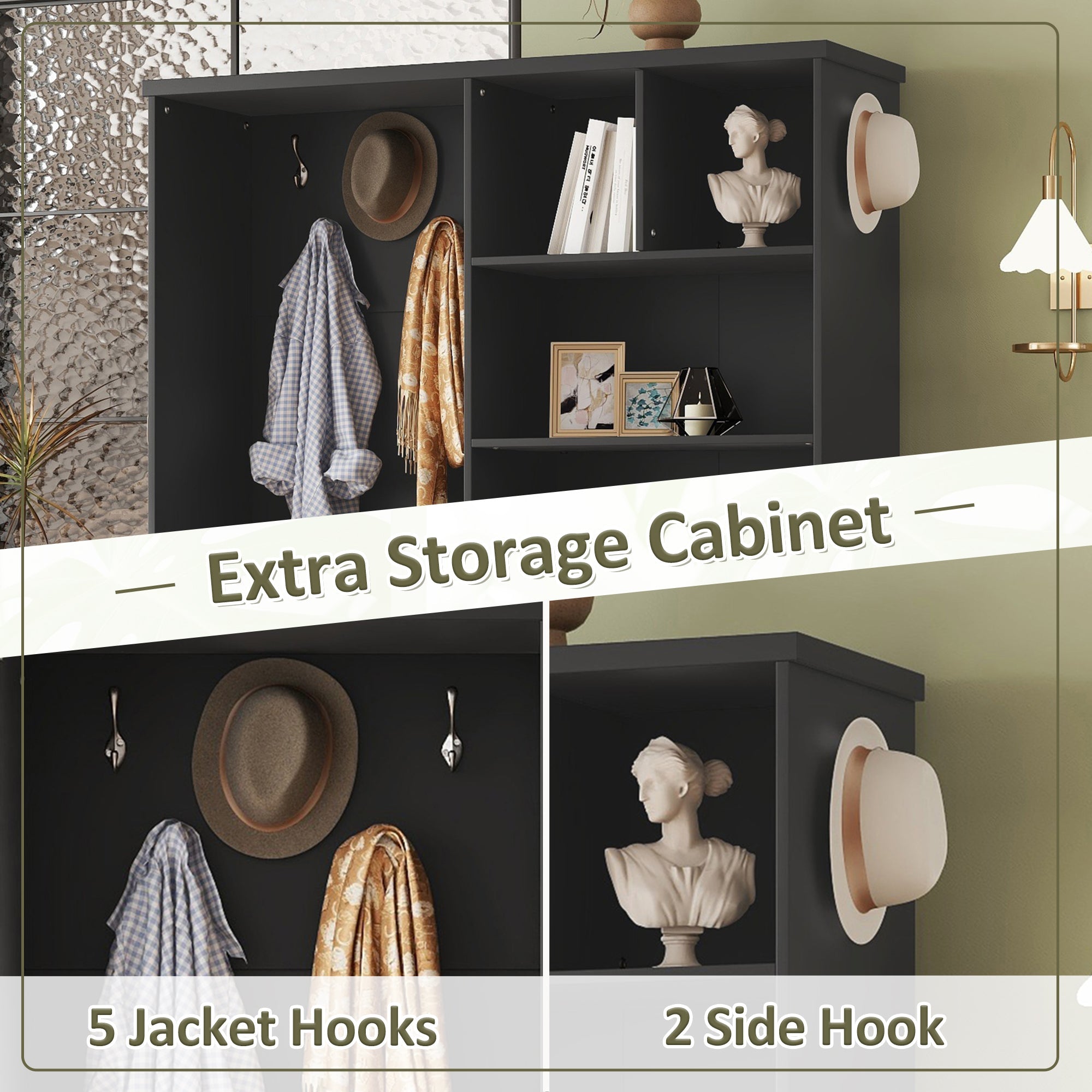 Modern Hall Tree Shoe Cabinet with Bench Storage
