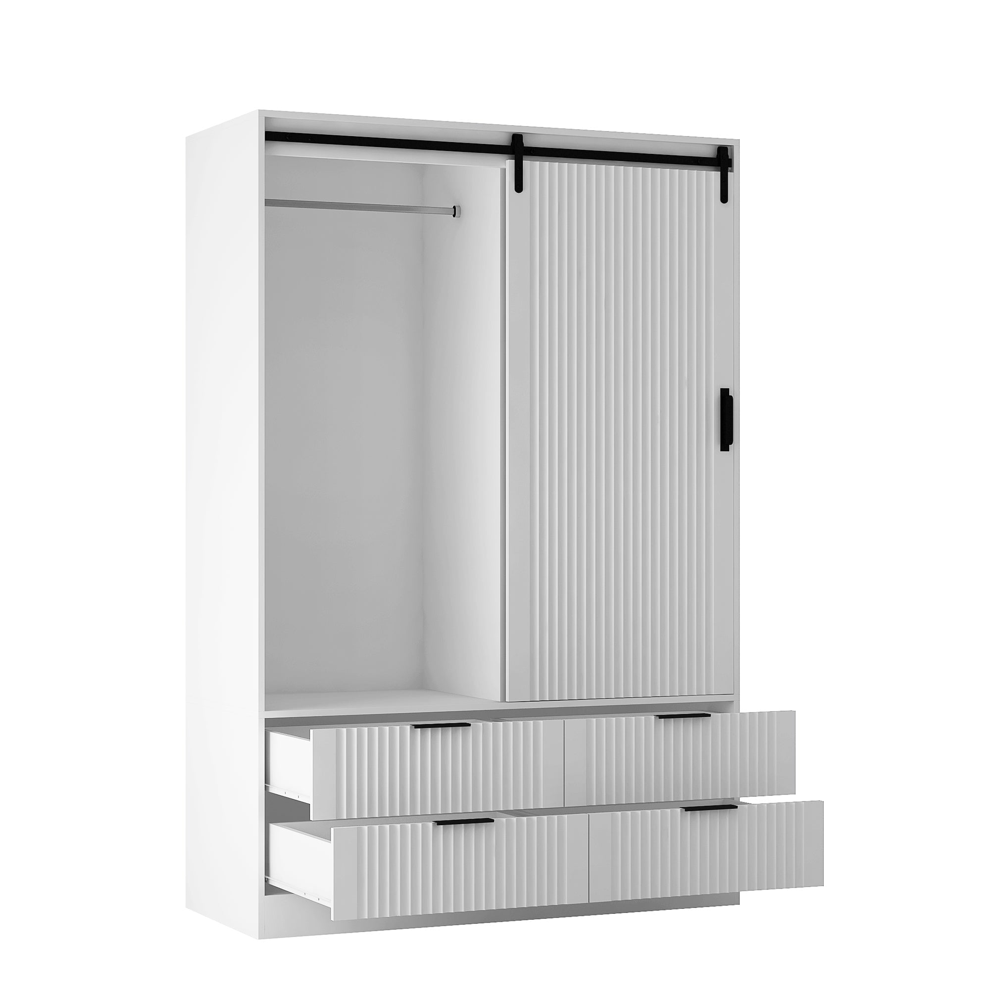 Tall White Armoire Wardrobe Closet with Storage Shelves Drawers