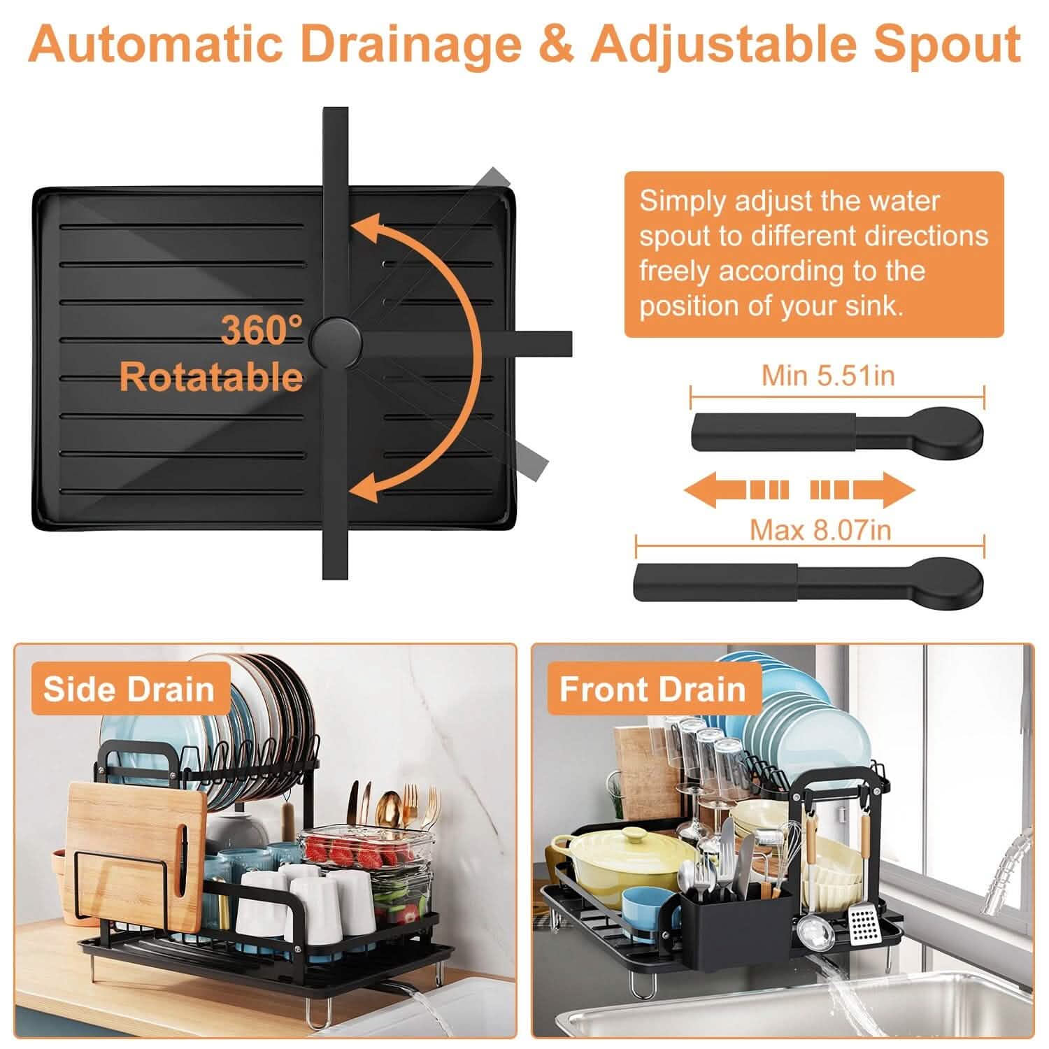 2-Tier Dish Drying Rack for Kitchen Counter Organization