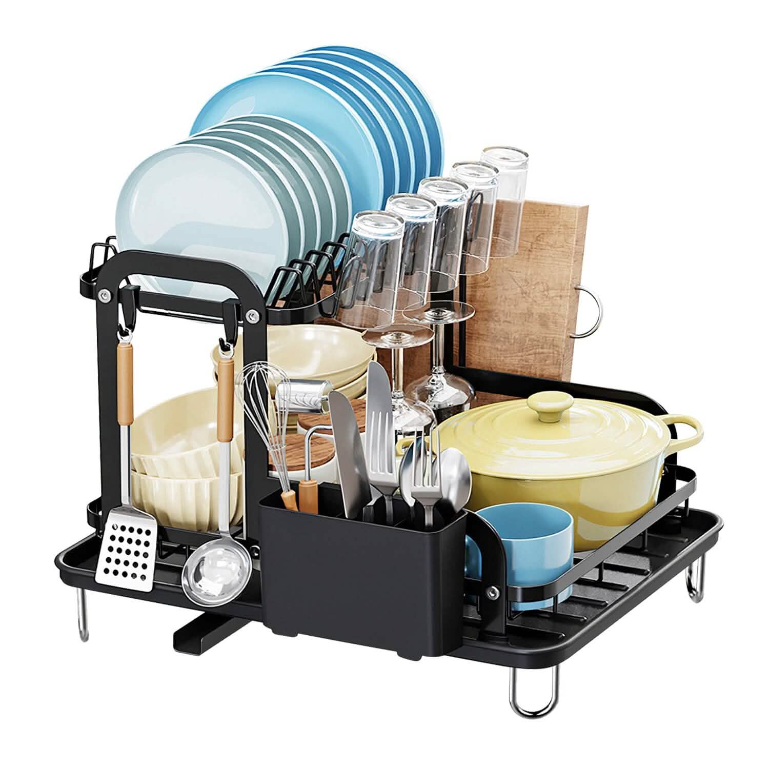 2-Tier Dish Drying Rack for Kitchen Counter Organization