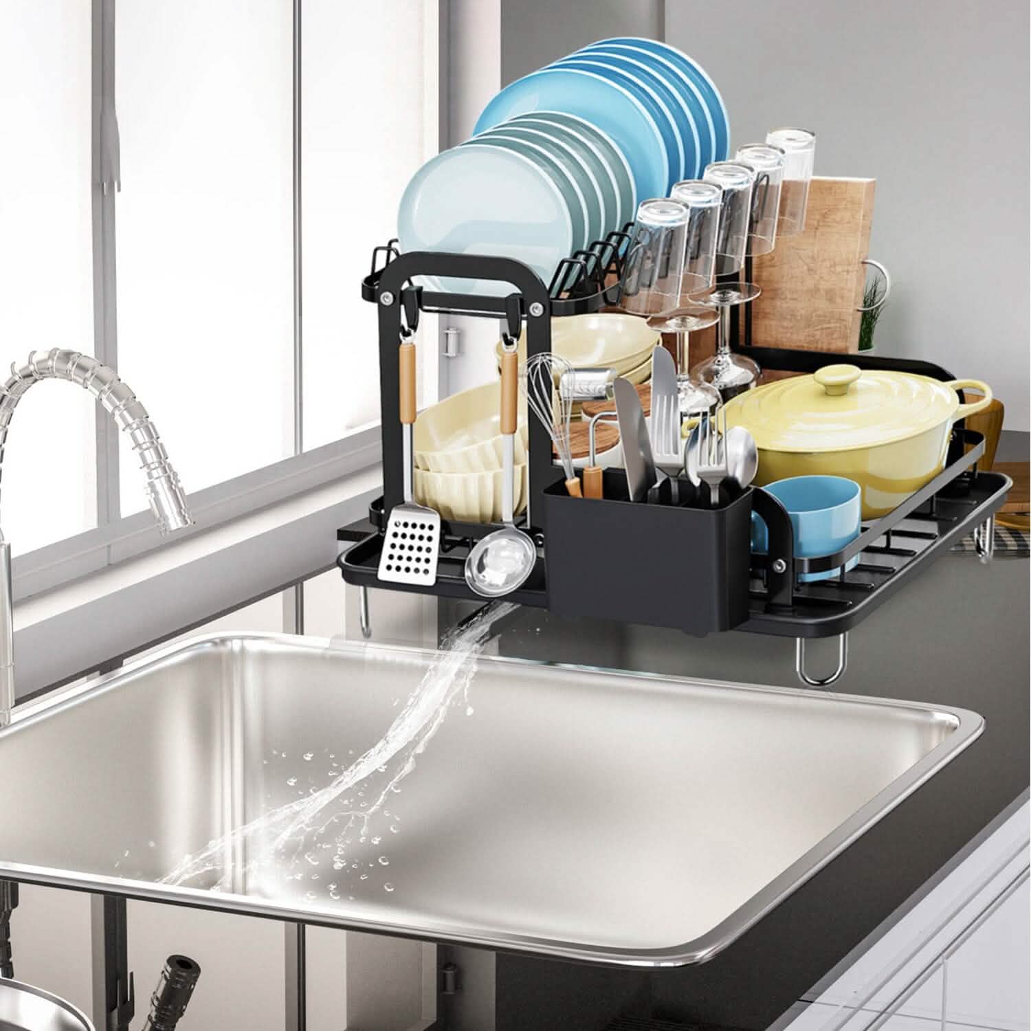 2-Tier Dish Drying Rack for Kitchen Counter Organization