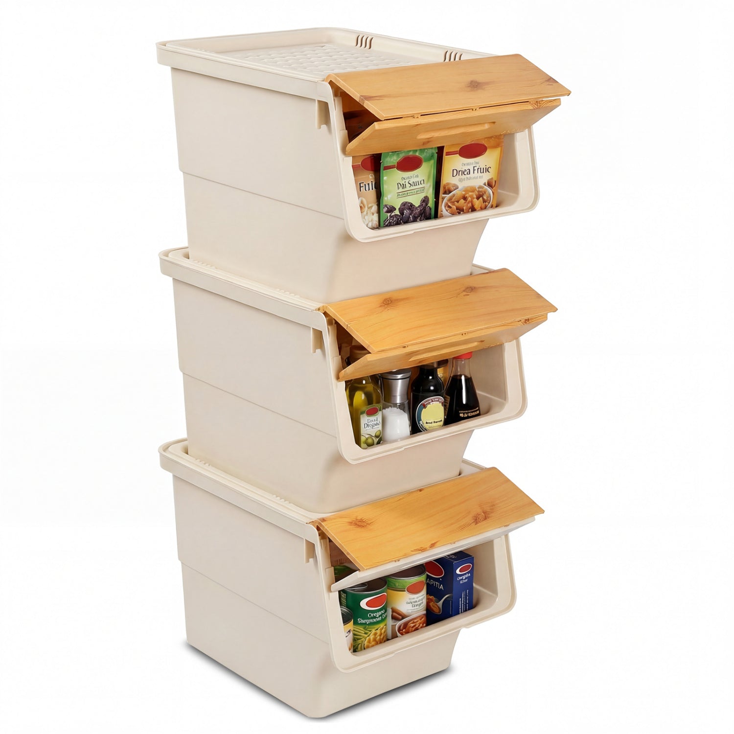 3 Pieces Stackable Storage Bins with Wheels and Lids