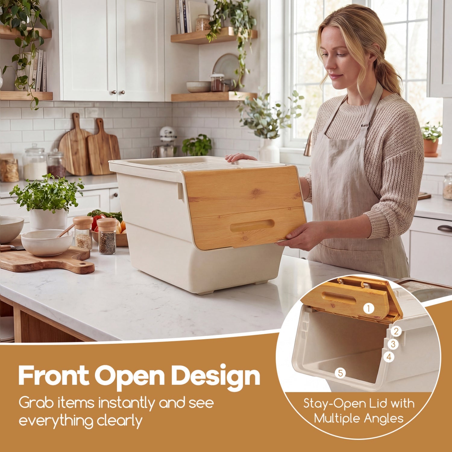 3 Pieces Stackable Storage Bins with Wheels and Lids
