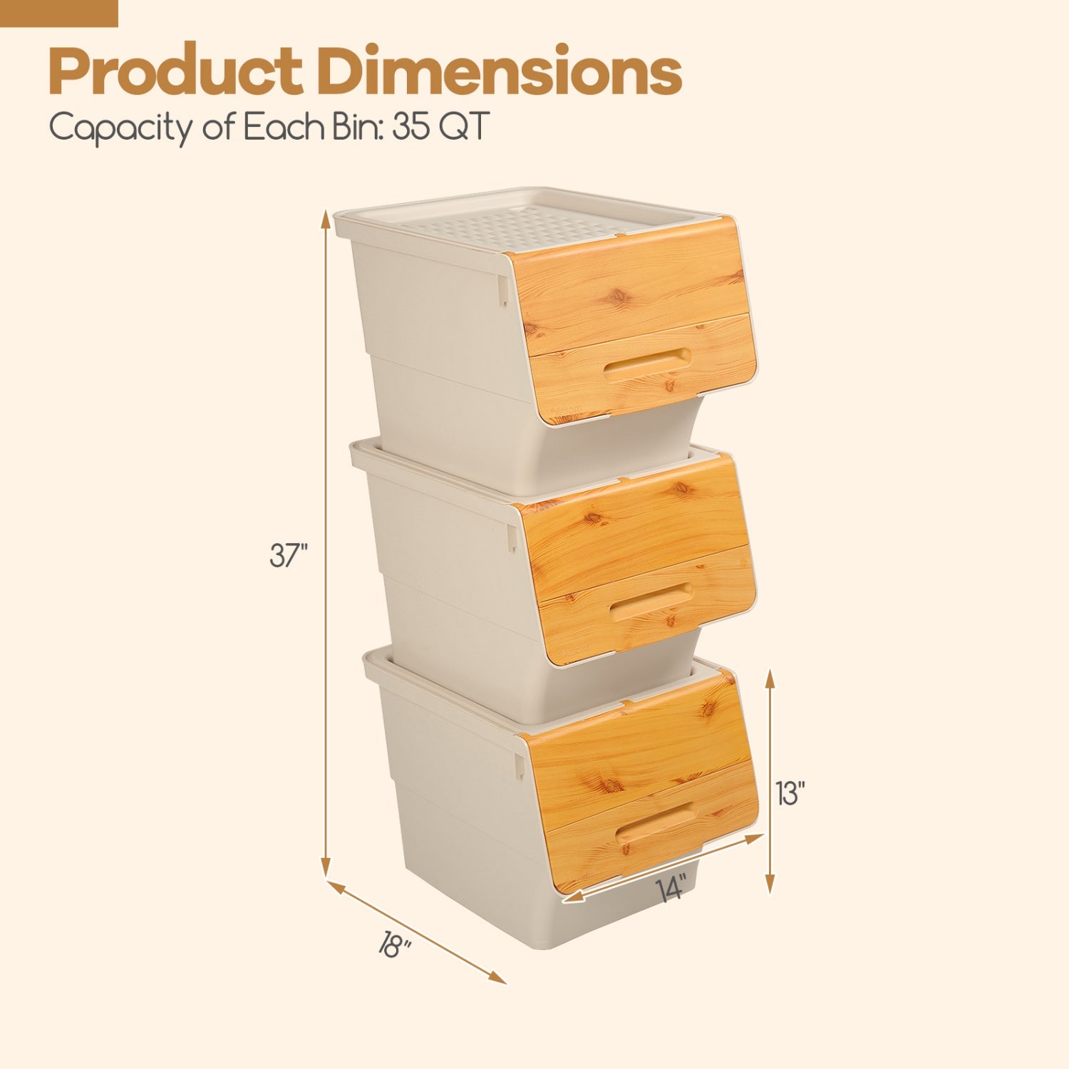 3 Pieces Stackable Storage Bins with Wheels and Lids