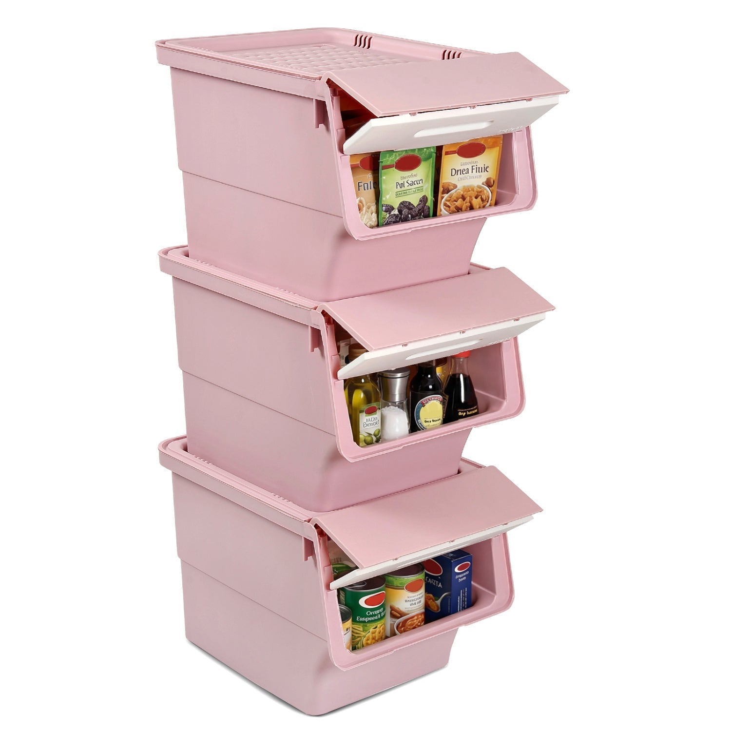 3 Pieces Stackable Storage Bins with Wheels and Lids