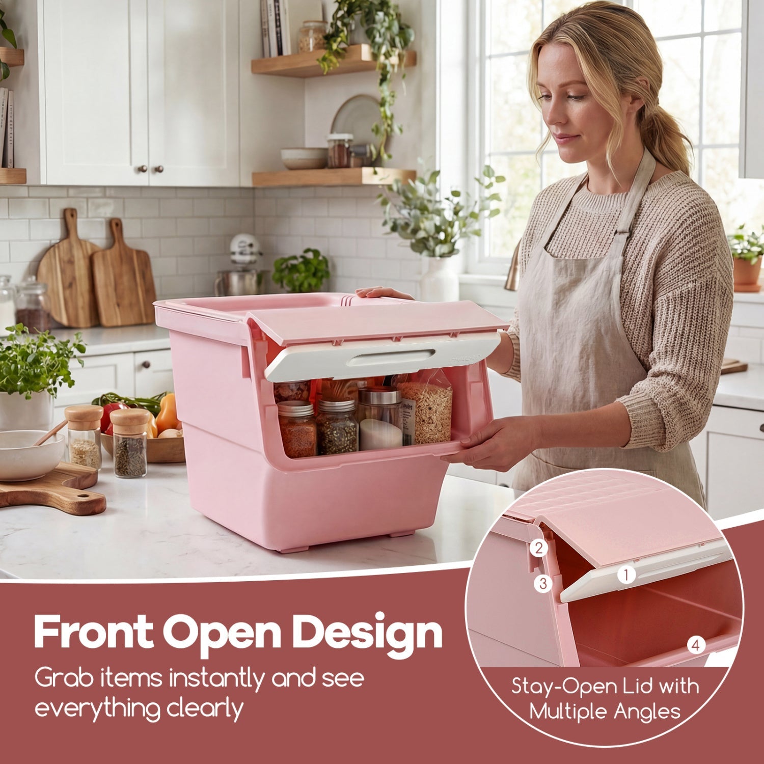 3 Pieces Stackable Storage Bins with Wheels and Lids
