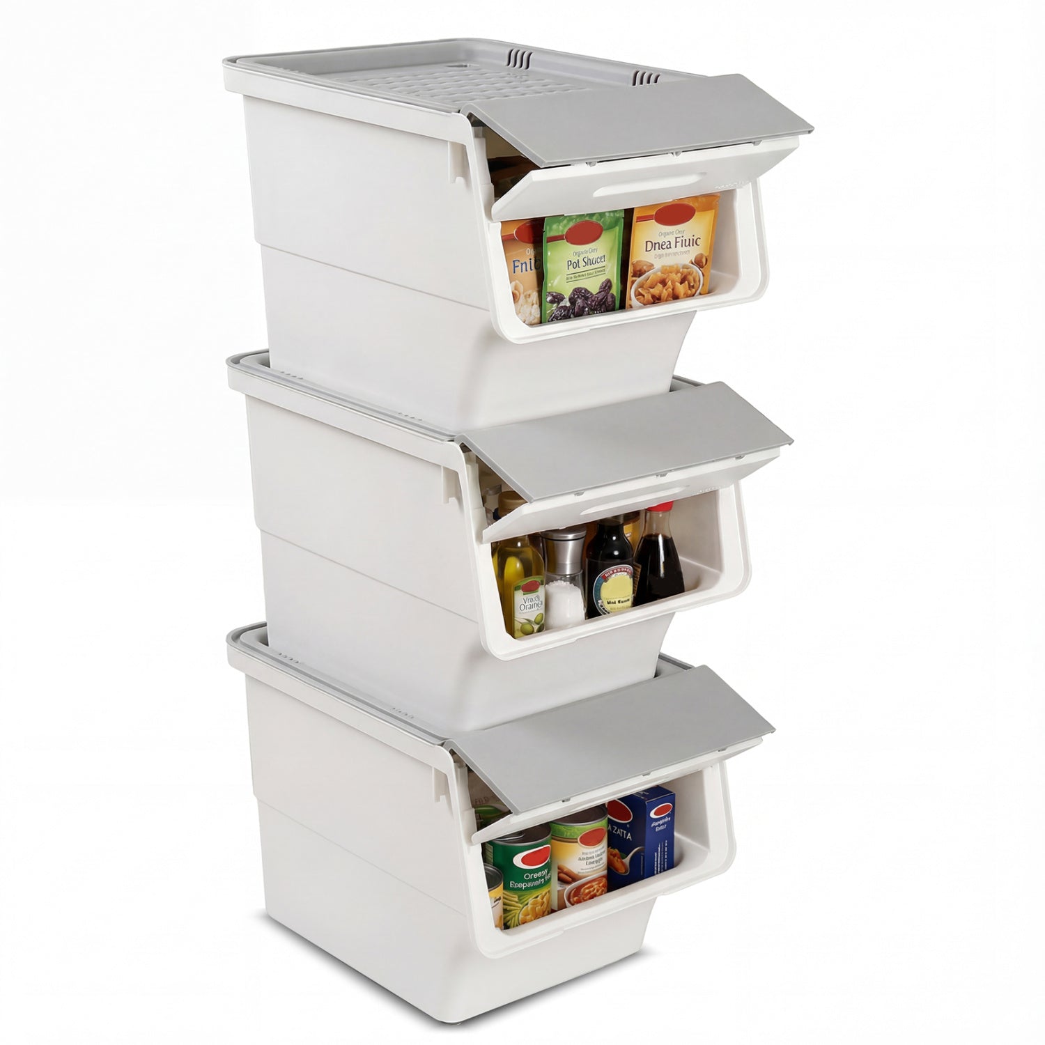 3 Pieces Stackable Storage Bins with Wheels and Lids