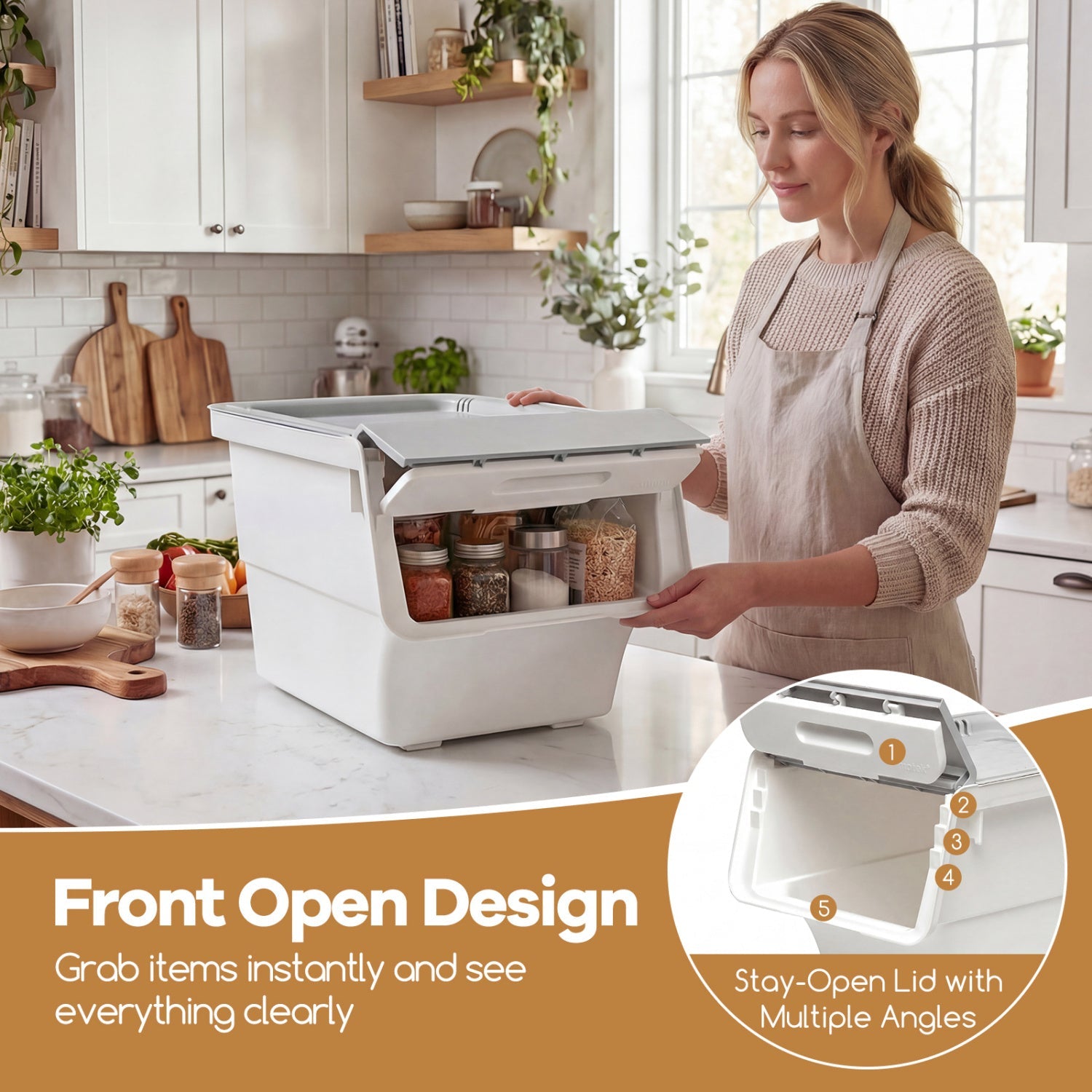 3 Pieces Stackable Storage Bins with Wheels and Lids