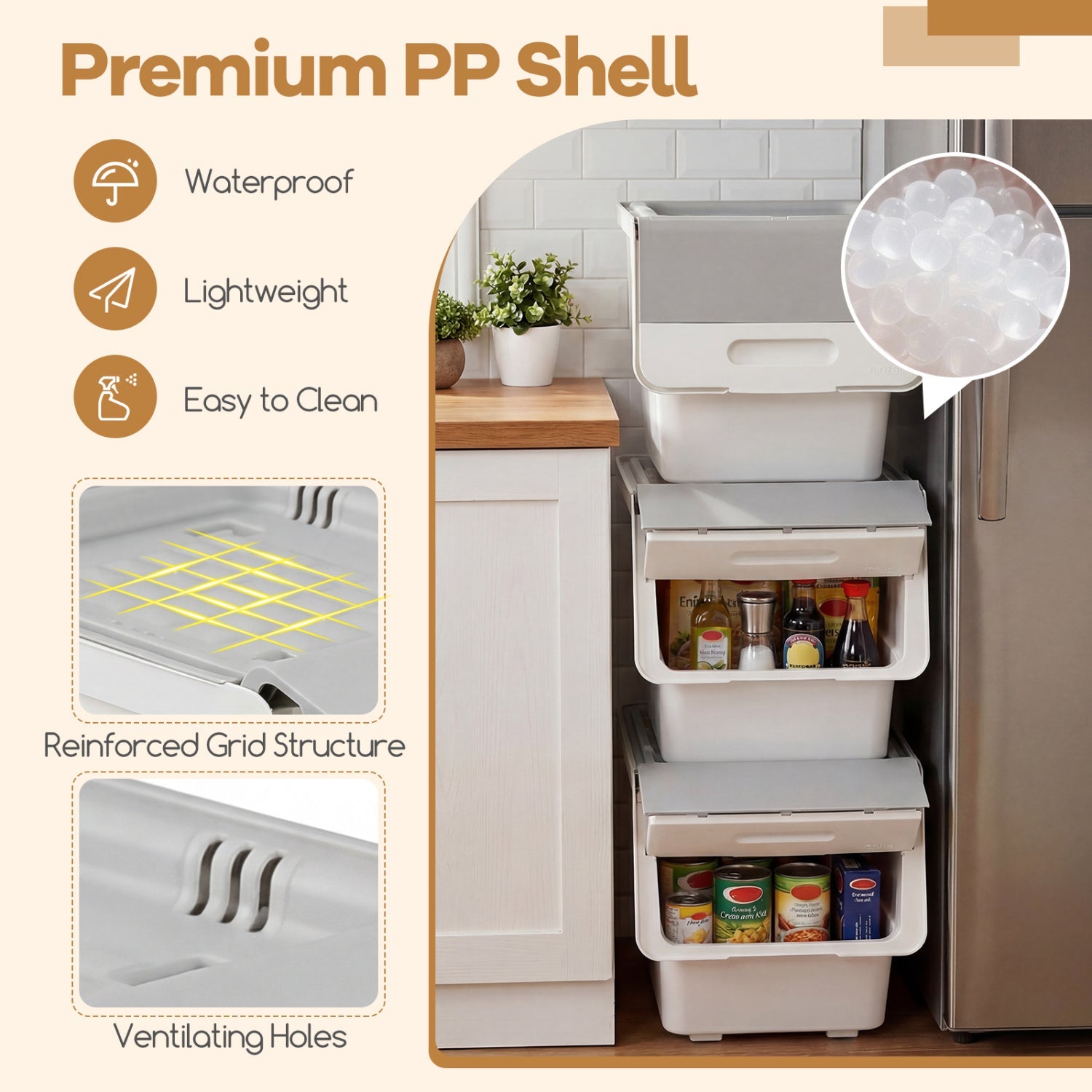 3 Pieces Stackable Storage Bins with Wheels and Lids