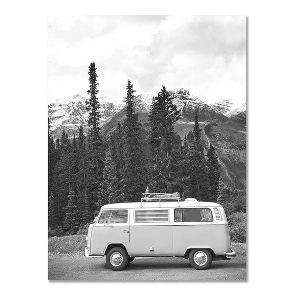 Nordic Black White Seaside Landscape Frameless Wall Poster