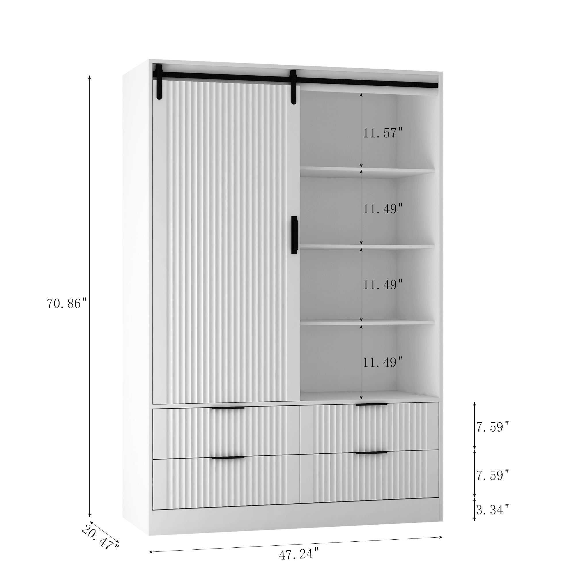 Tall White Armoire Wardrobe Closet with Storage Shelves Drawers