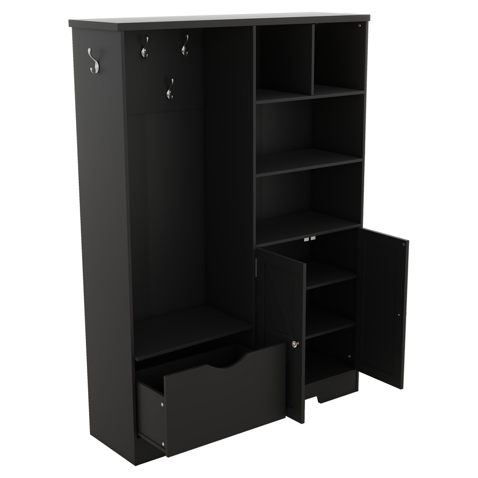 Modern Hall Tree Shoe Cabinet with Bench Storage