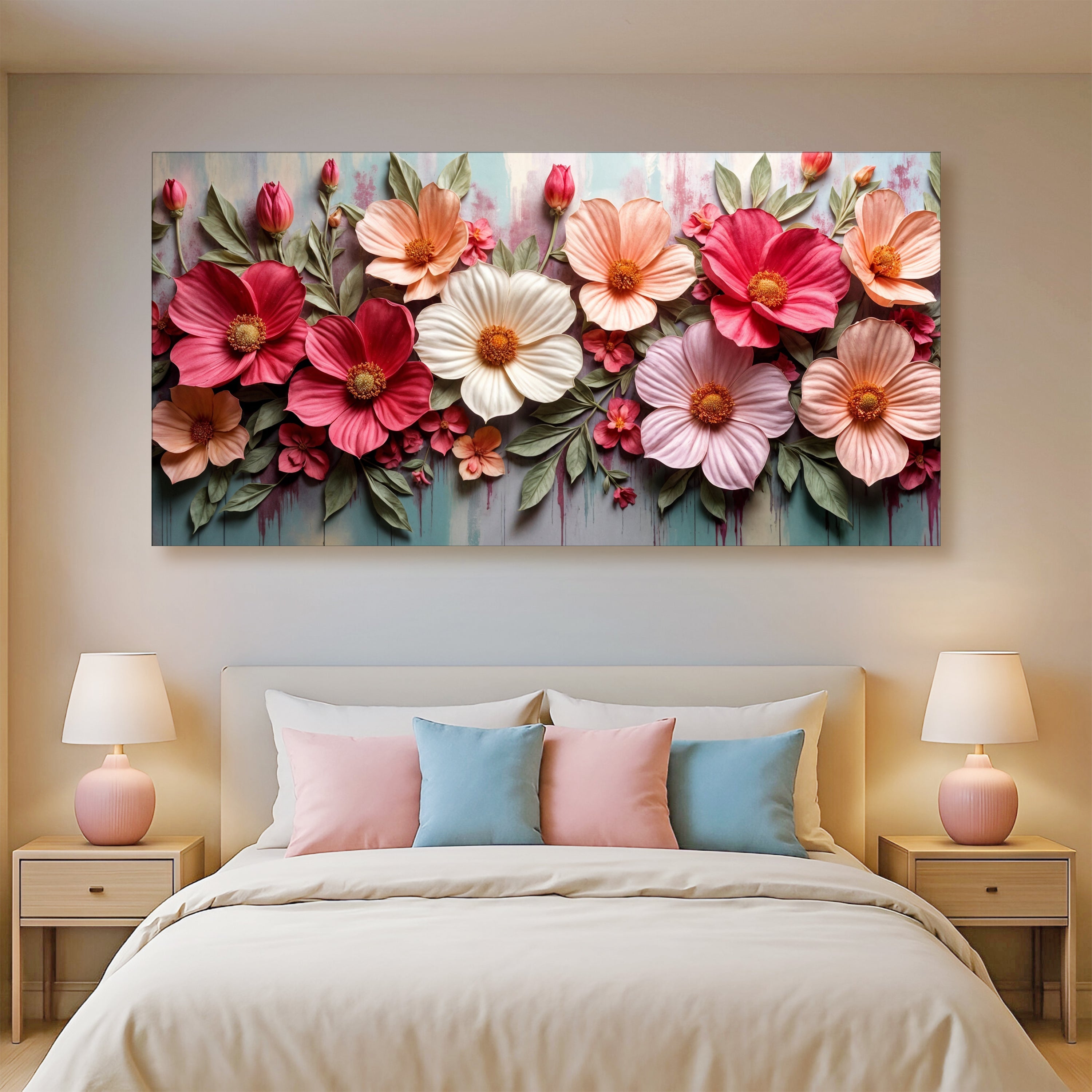 Colorful Floral Realistic Wall Art for Modern Home Decor