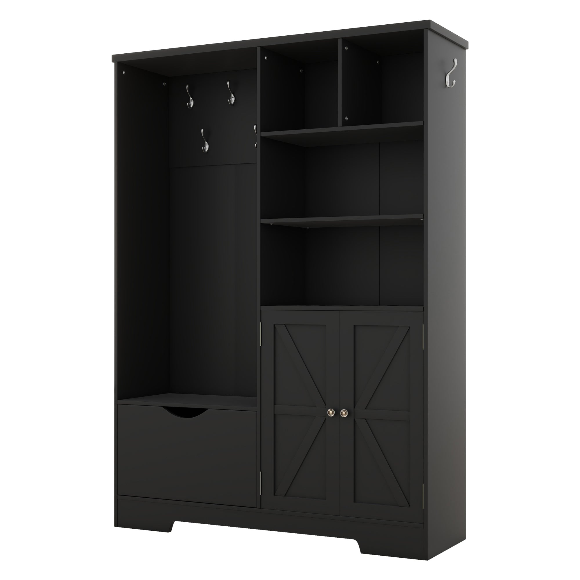 Modern Hall Tree Shoe Cabinet with Bench Storage