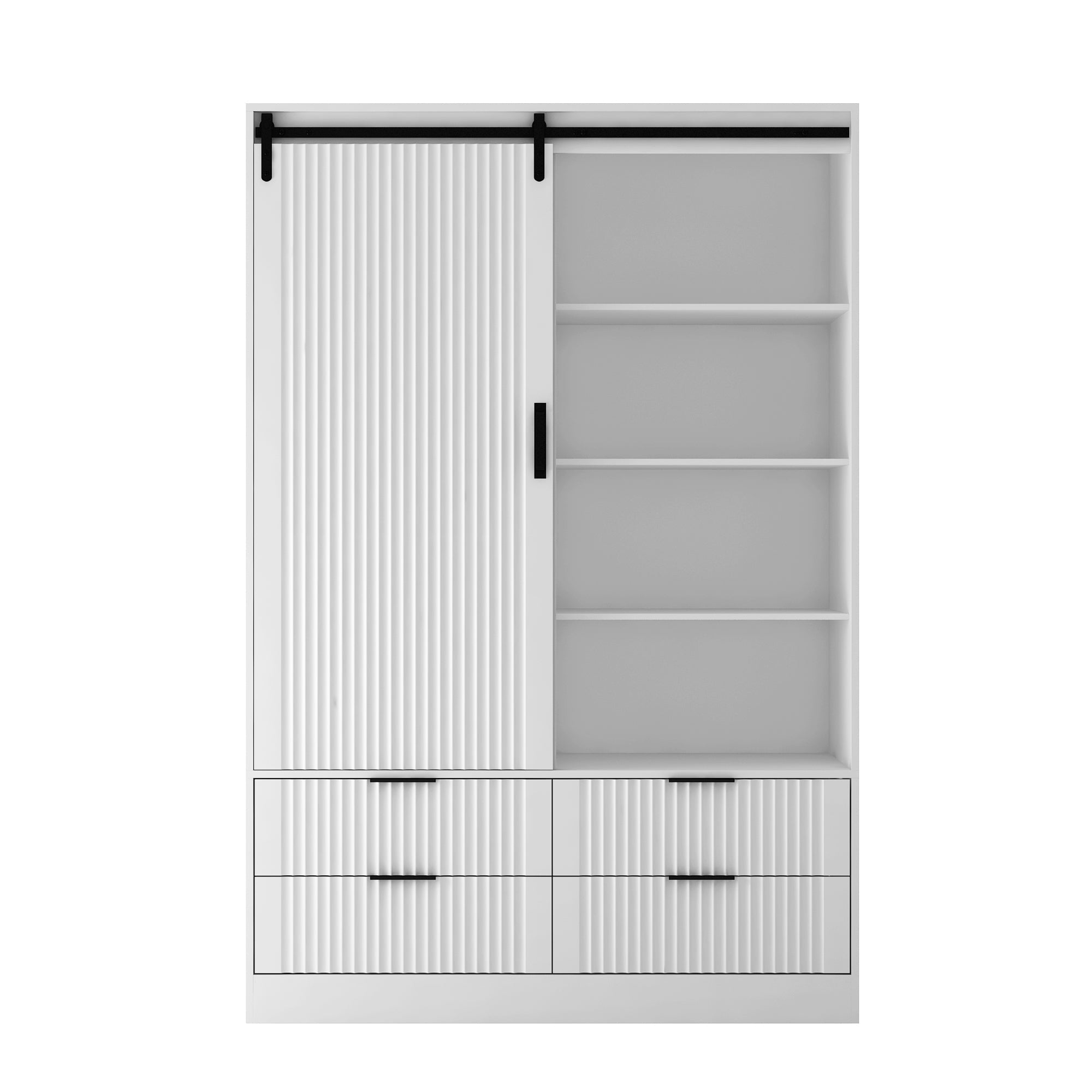 Tall White Armoire Wardrobe Closet with Storage Shelves Drawers