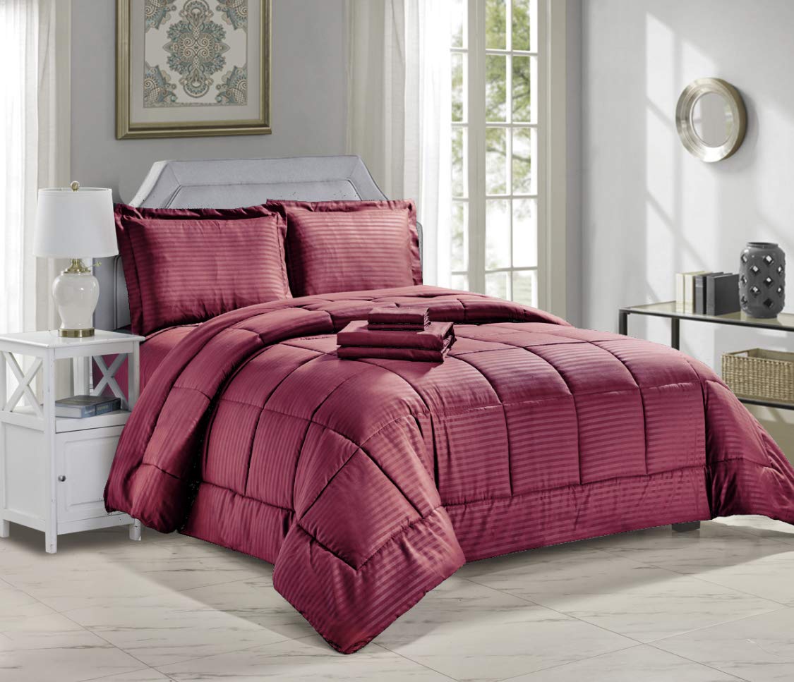 Decor&More Home Essentials 8 Piece Embossed Stripe Bed in a Bag