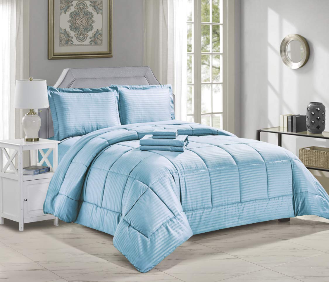 Decor&More Home Essentials 8 Piece Embossed Stripe Bed in a Bag