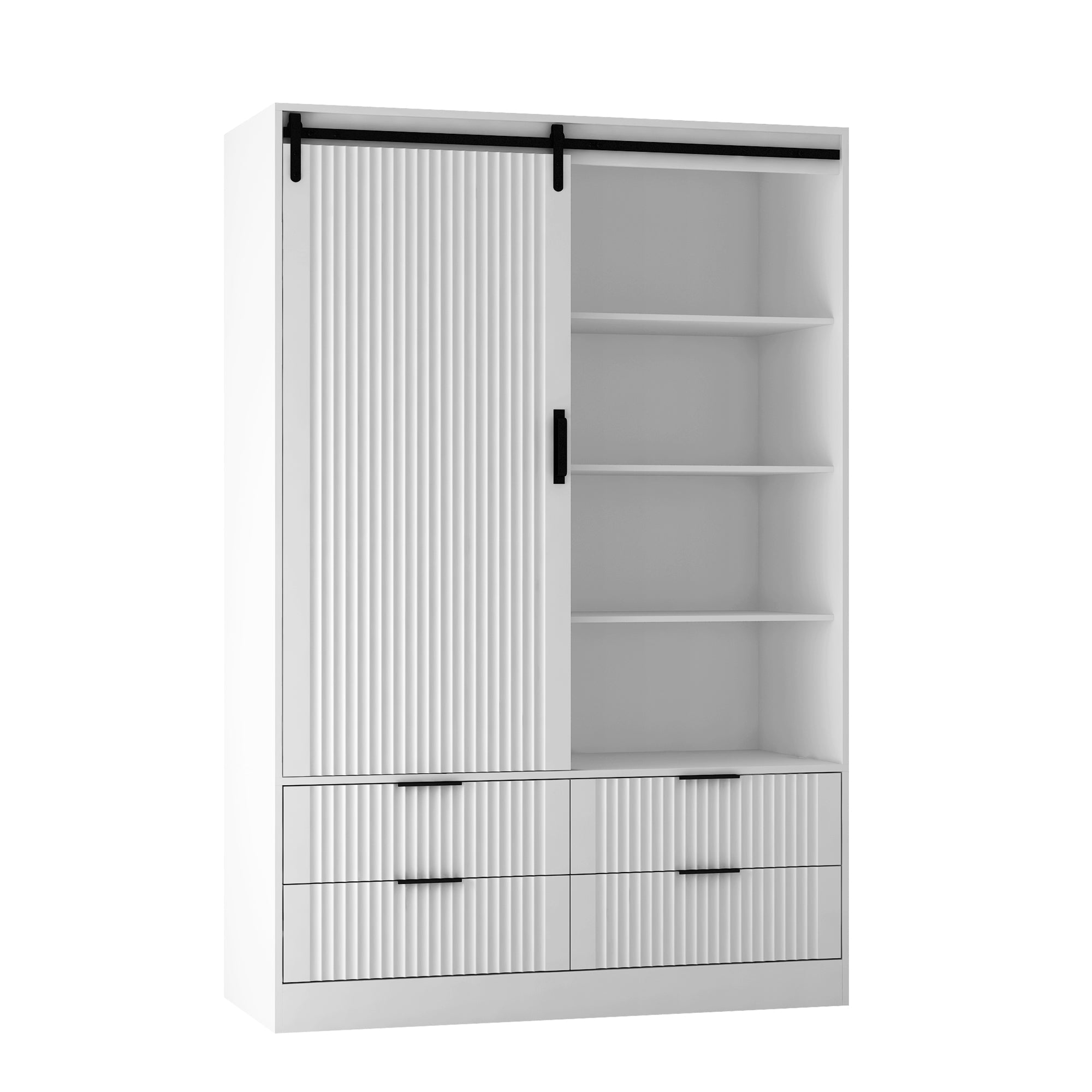 Tall White Armoire Wardrobe Closet with Storage Shelves Drawers