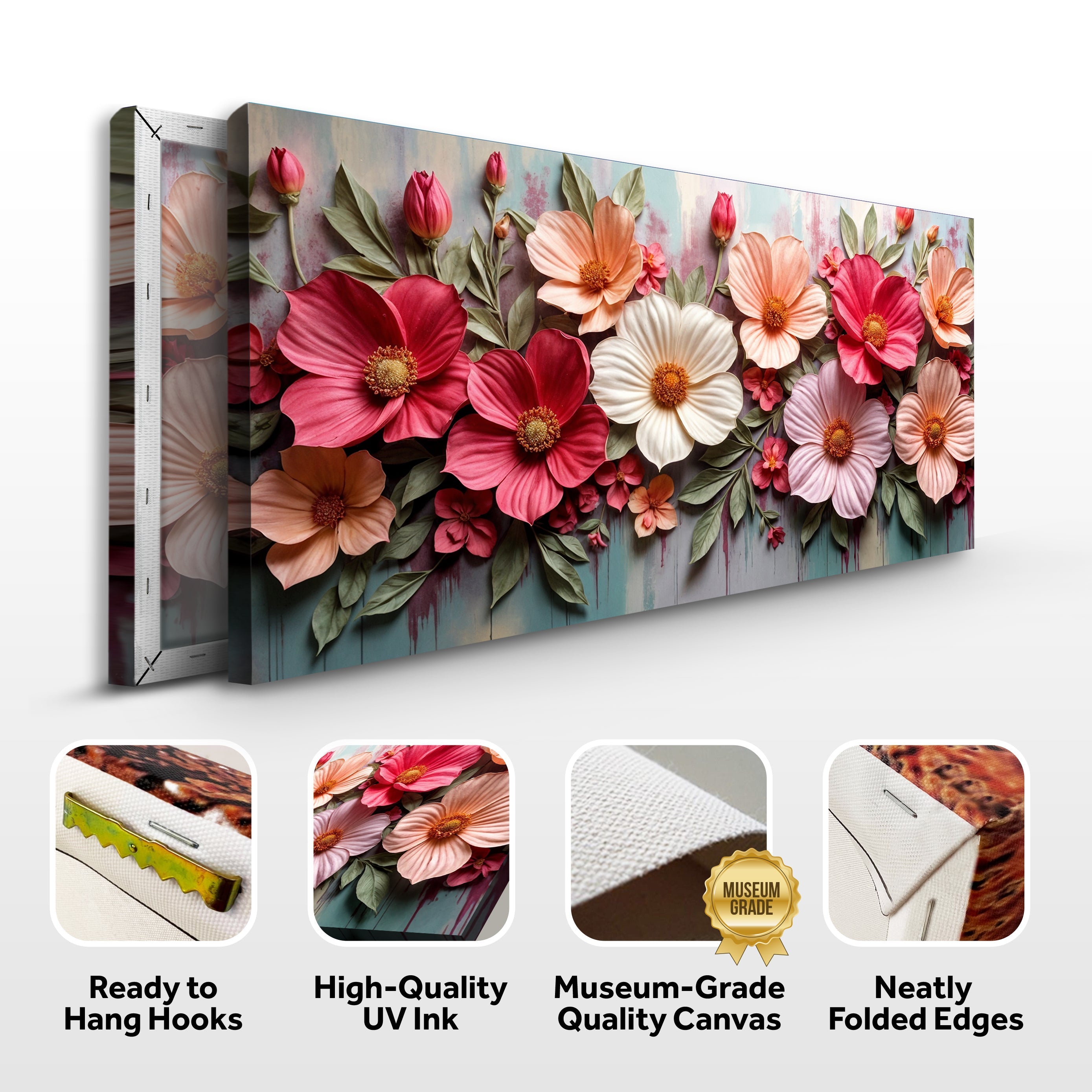 Colorful Floral Realistic Wall Art for Modern Home Decor
