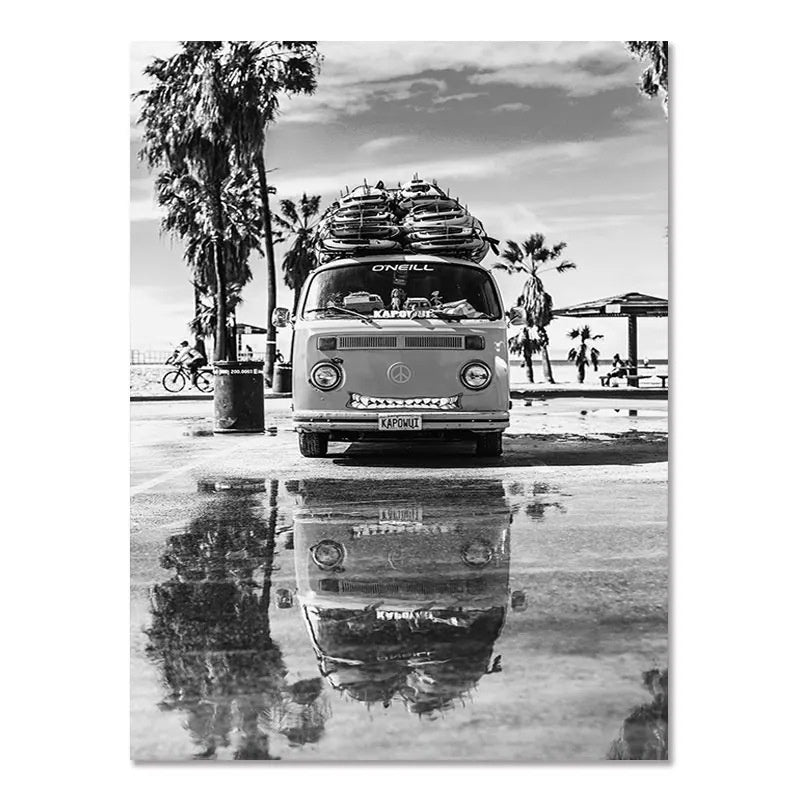 Nordic Black White Seaside Landscape Frameless Wall Poster
