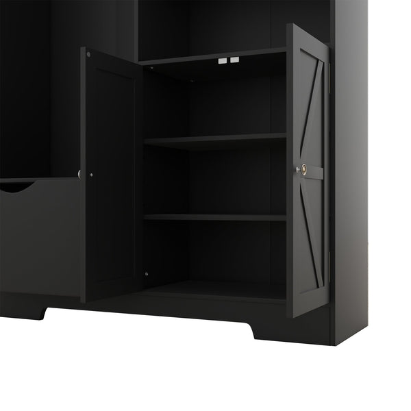 Modern Hall Tree Shoe Cabinet with Bench Storage