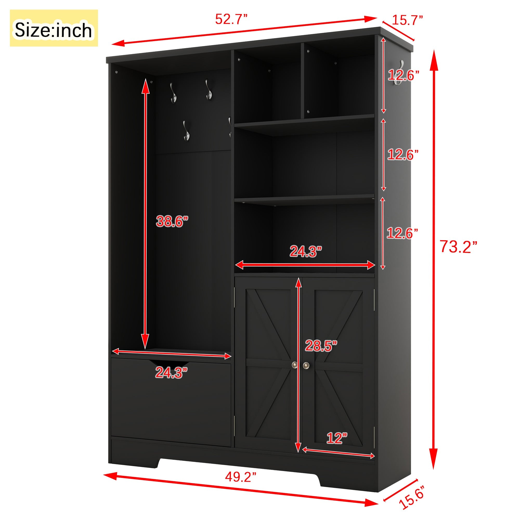 Modern Hall Tree Shoe Cabinet with Bench Storage