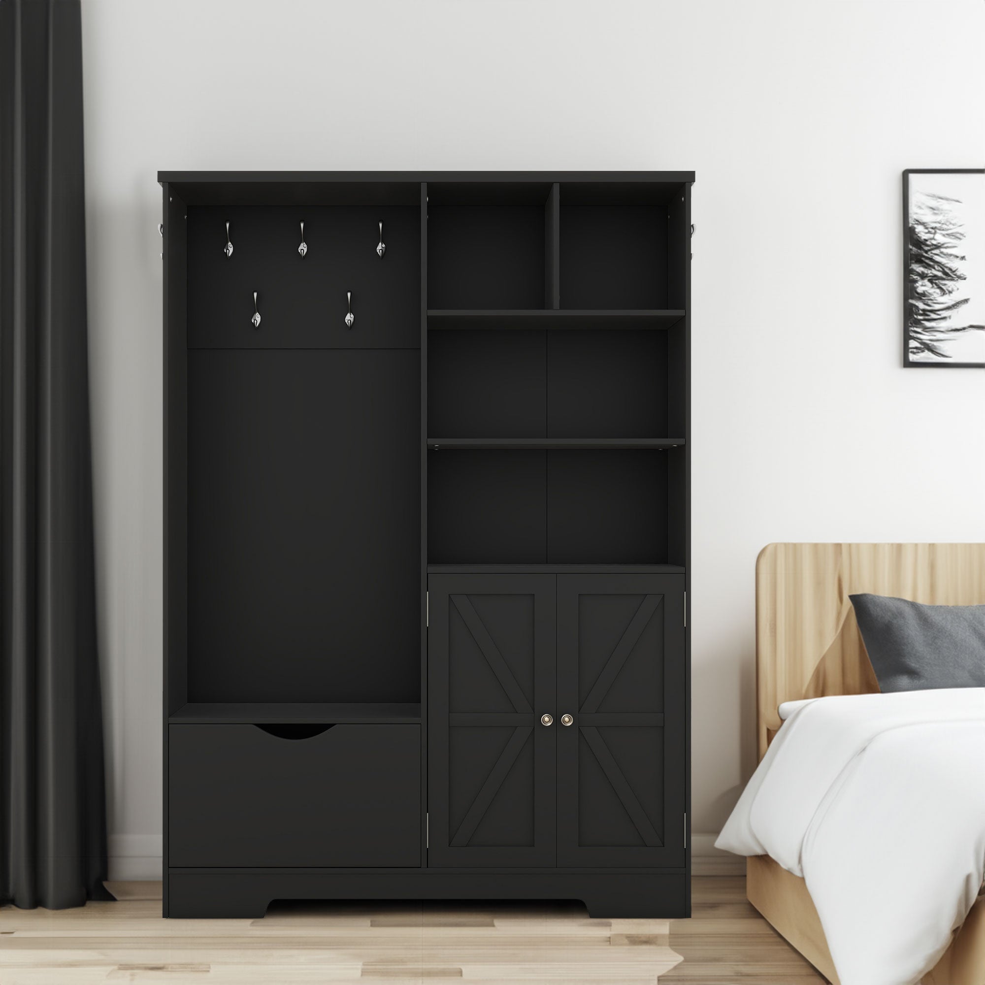 Modern Hall Tree Shoe Cabinet with Bench Storage