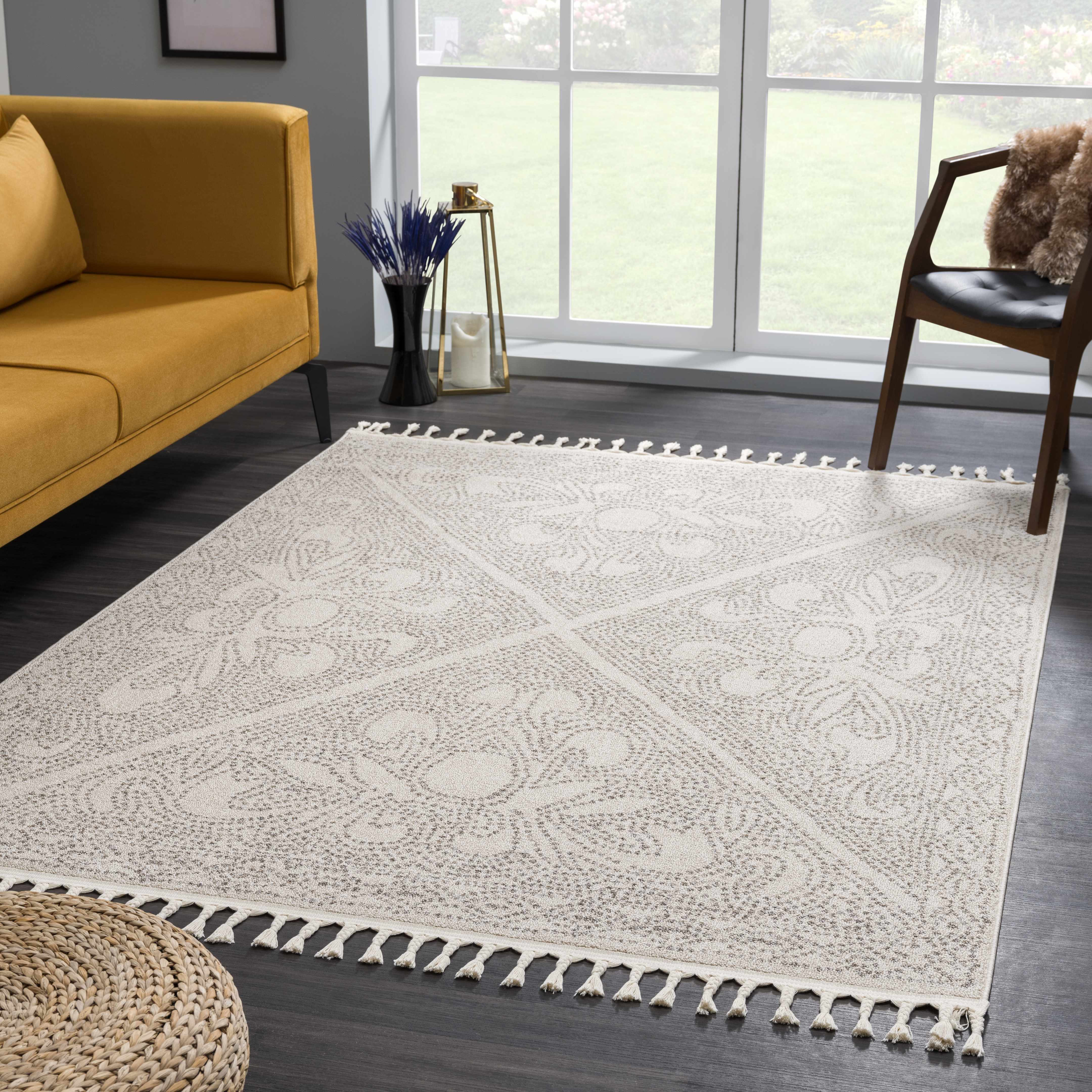 Birdwood Cream Brown Area Rug for Elegant Home Décor