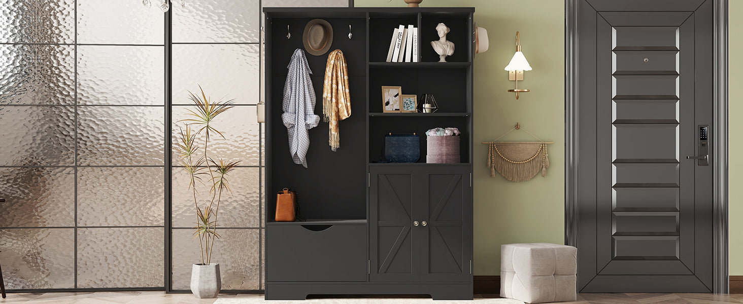 Modern Hall Tree Shoe Cabinet with Bench Storage