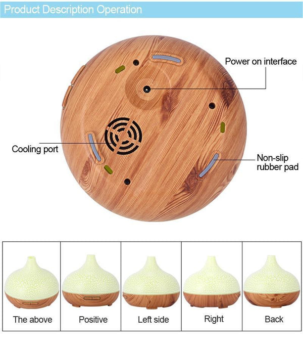 Modern Cracked Modern Design 400ml Air humidifier Aromatherapy Ultrasonic wood Aroma Essential Oil Diffuser 7 Changeable LED Colors For Home Office Living room Bedroom Decor Lamp