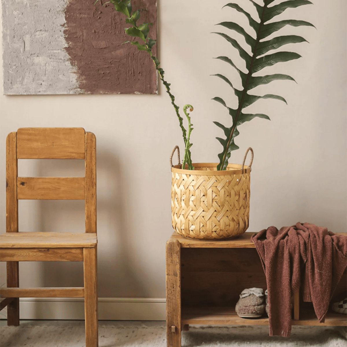 Bamboo Woven Storage Basket for Natural Home Organization