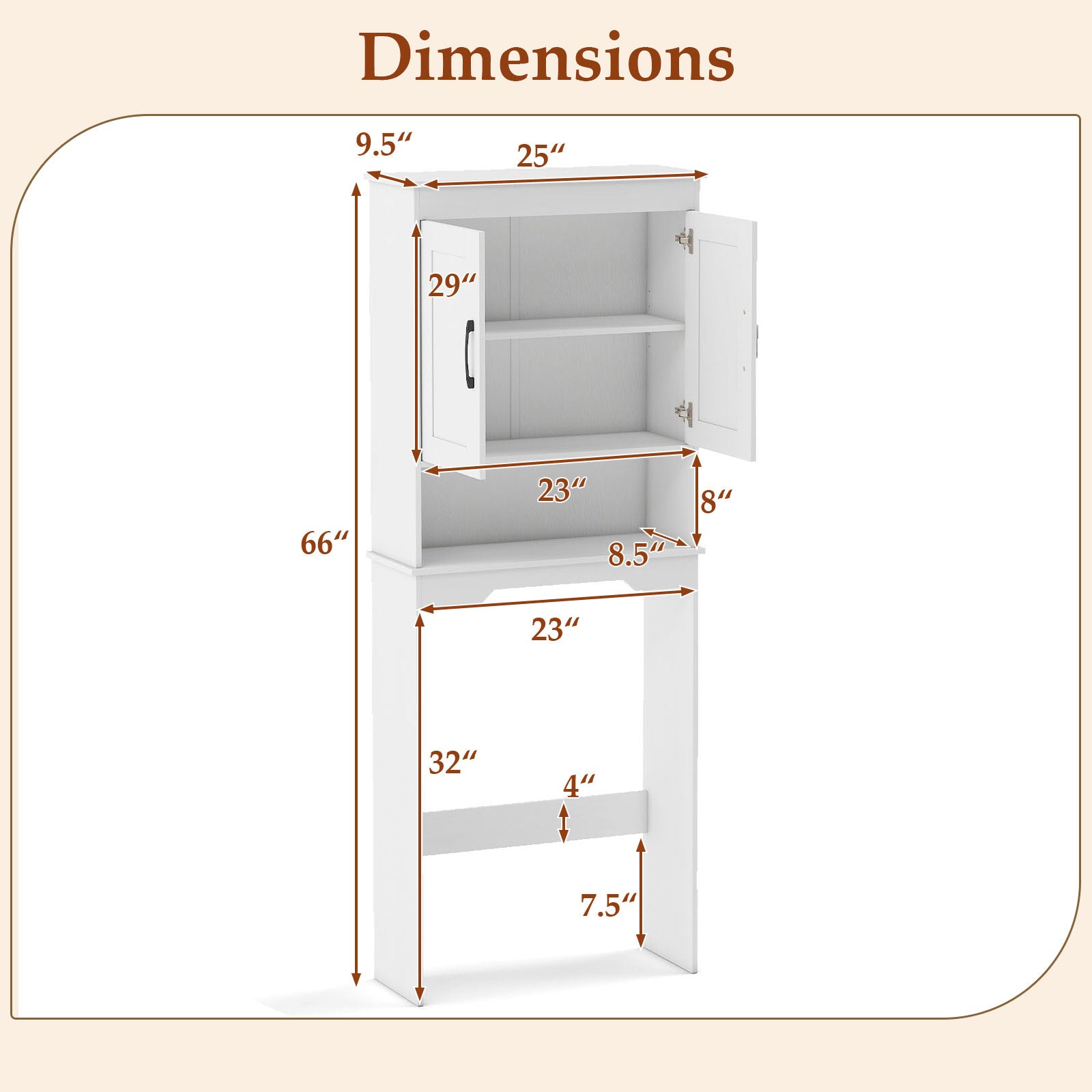 Over Toilet Bathroom Organizer with Storage Cabinet Shelves