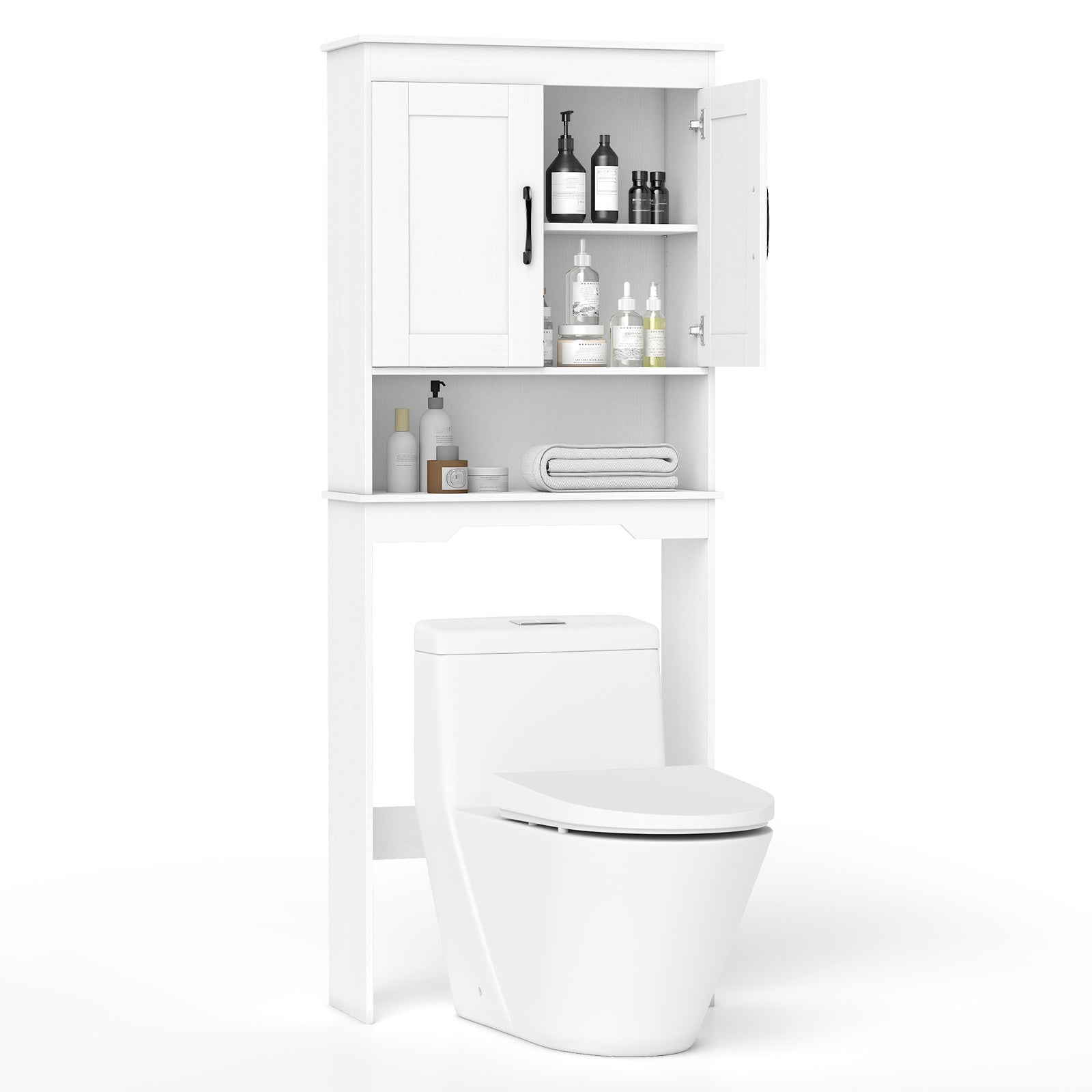 Over Toilet Bathroom Organizer with Storage Cabinet Shelves