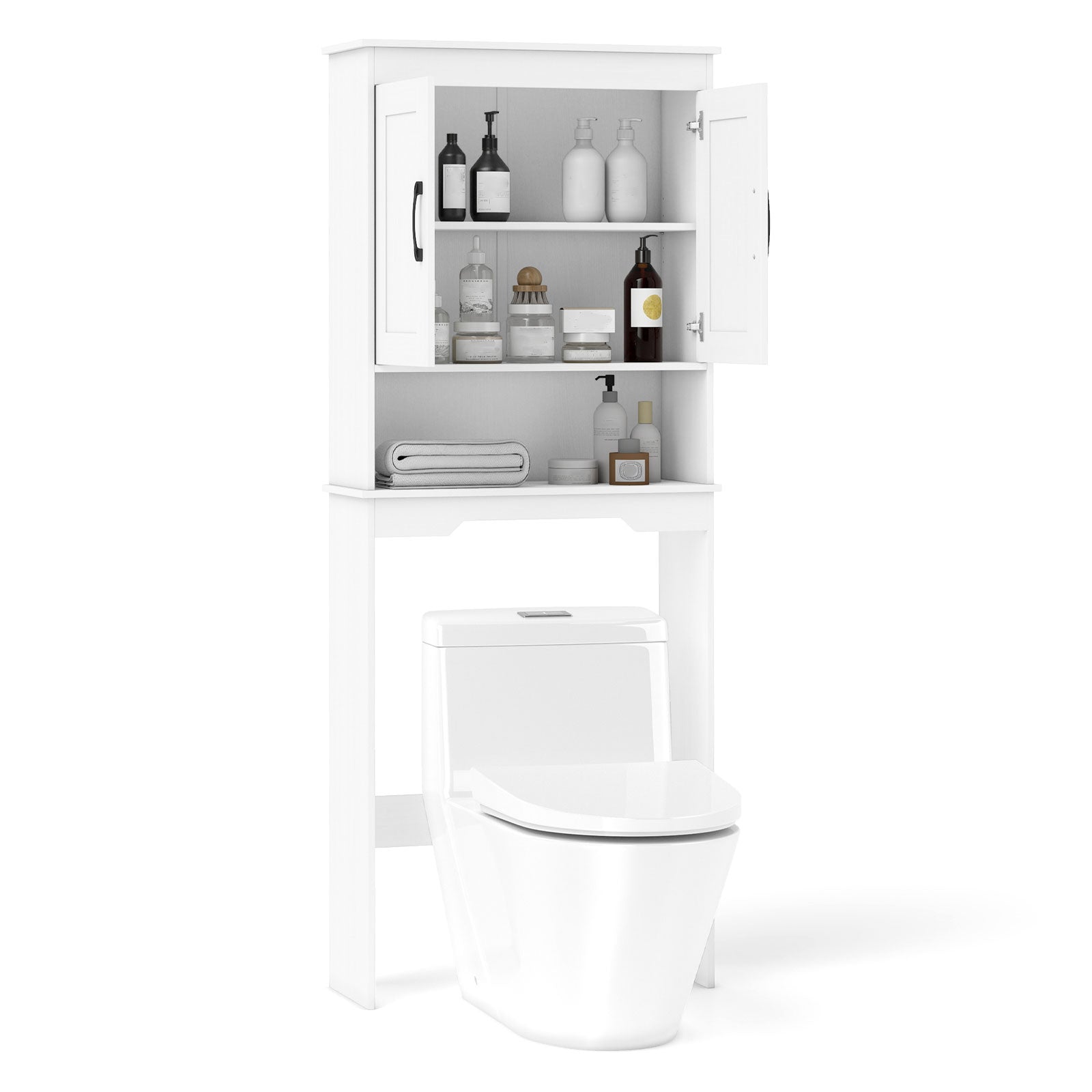 Over Toilet Bathroom Organizer with Storage Cabinet Shelves
