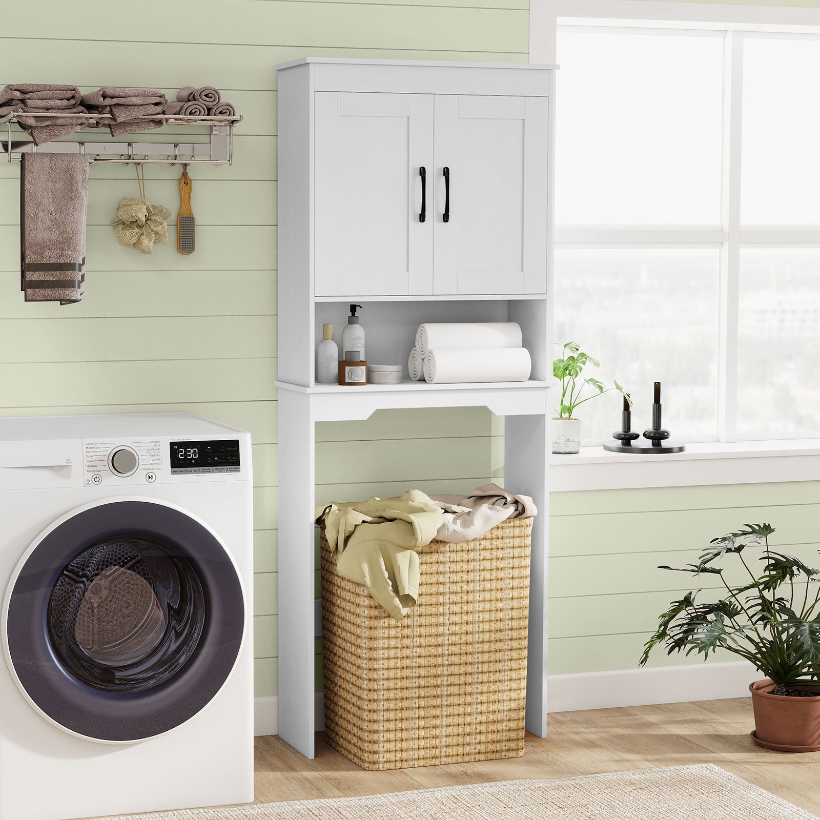 Over Toilet Bathroom Organizer with Storage Cabinet Shelves