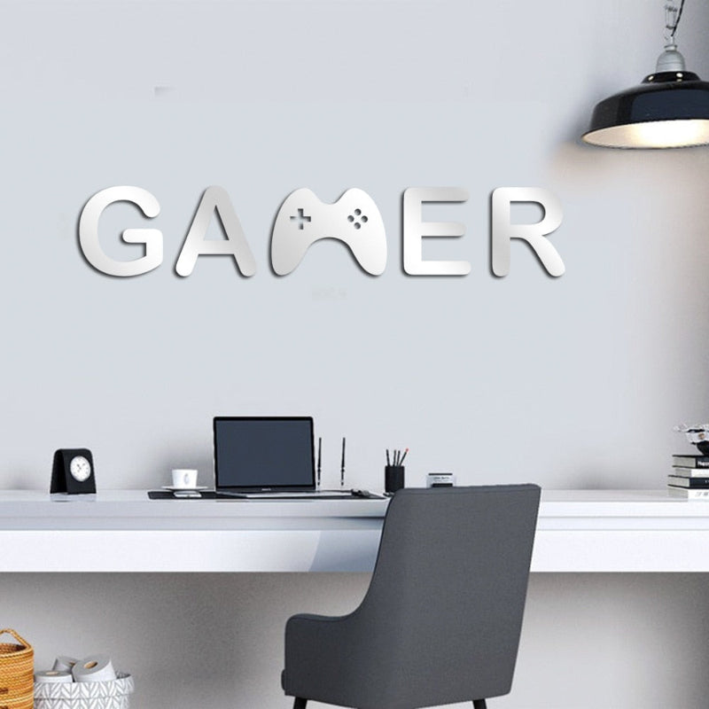 Acrylic Mirror Gamer Wall Decal for Gaming Room Decor