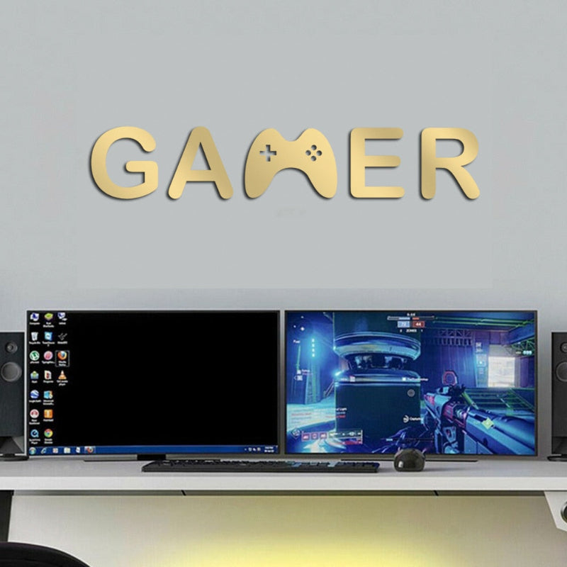 Acrylic Mirror Gamer Wall Decal for Gaming Room Decor