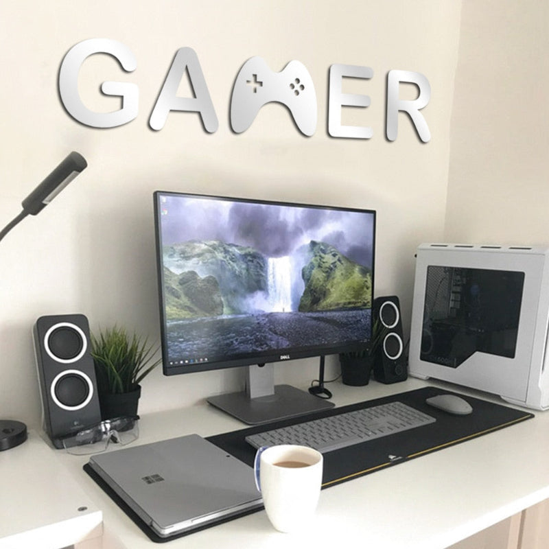 Acrylic Mirror Gamer Wall Decal for Gaming Room Decor