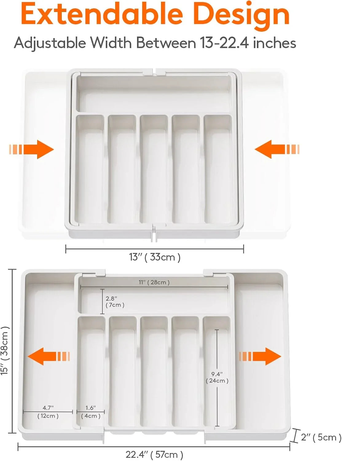 Expandable Kitchen Drawer Utensil Organizer with Adjustable Divider