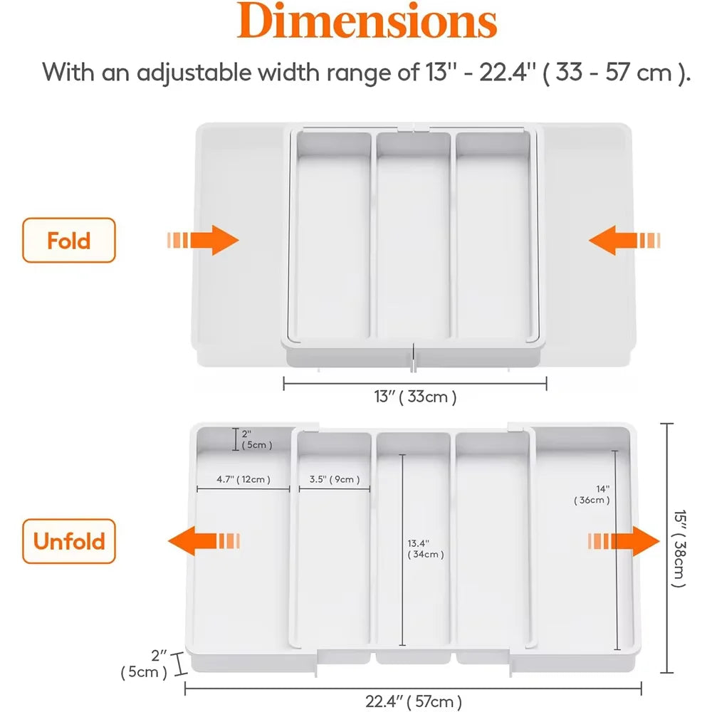 Expandable Kitchen Drawer Utensil Organizer with Adjustable Divider
