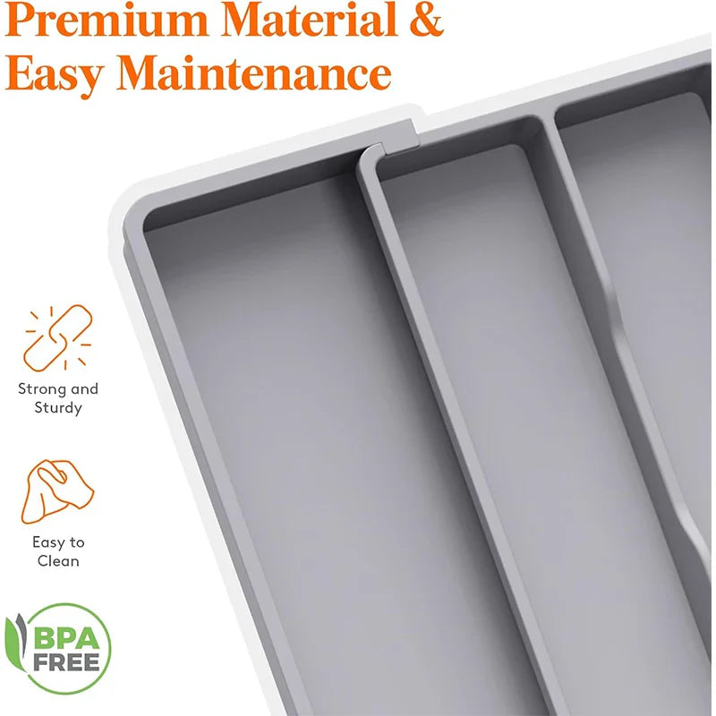 Expandable Kitchen Drawer Utensil Organizer with Adjustable Divider