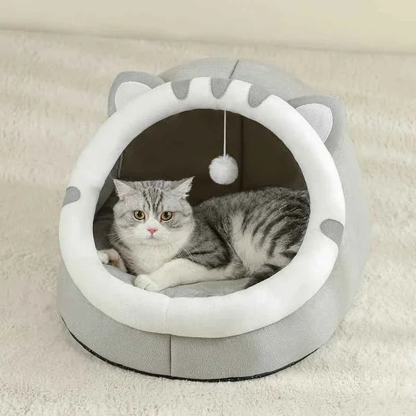 Cozy Cave Cat Bed: Warm Washable Hideaway