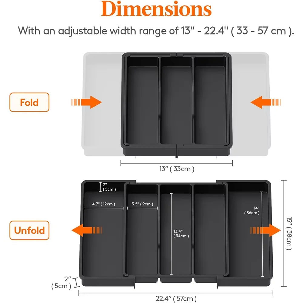 Expandable Kitchen Drawer Utensil Organizer with Adjustable Divider