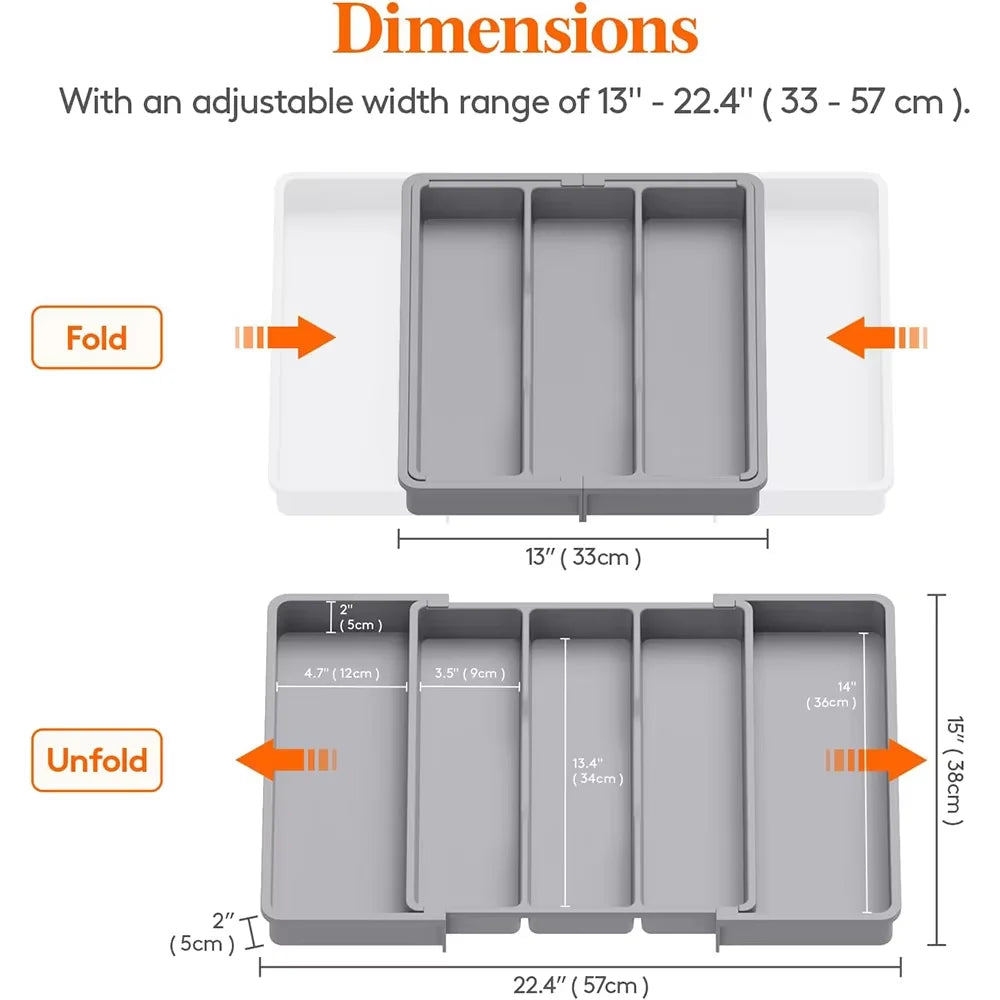 Expandable Kitchen Drawer Utensil Organizer with Adjustable Divider