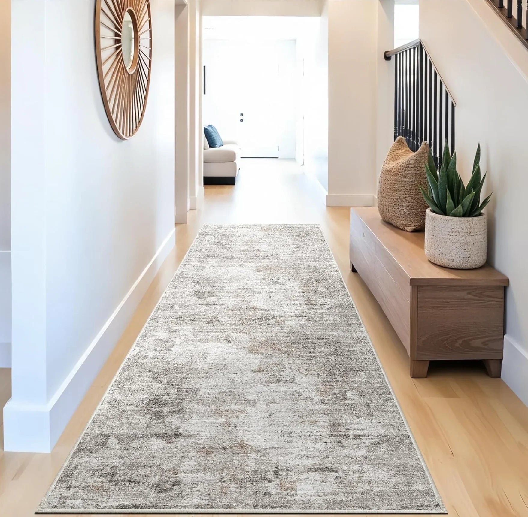Non-Slip Washable Floral Runner Rug for Home Hallways