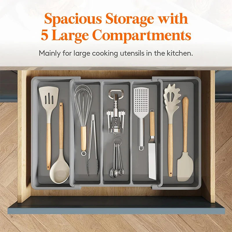 Expandable Kitchen Drawer Utensil Organizer with Adjustable Divider