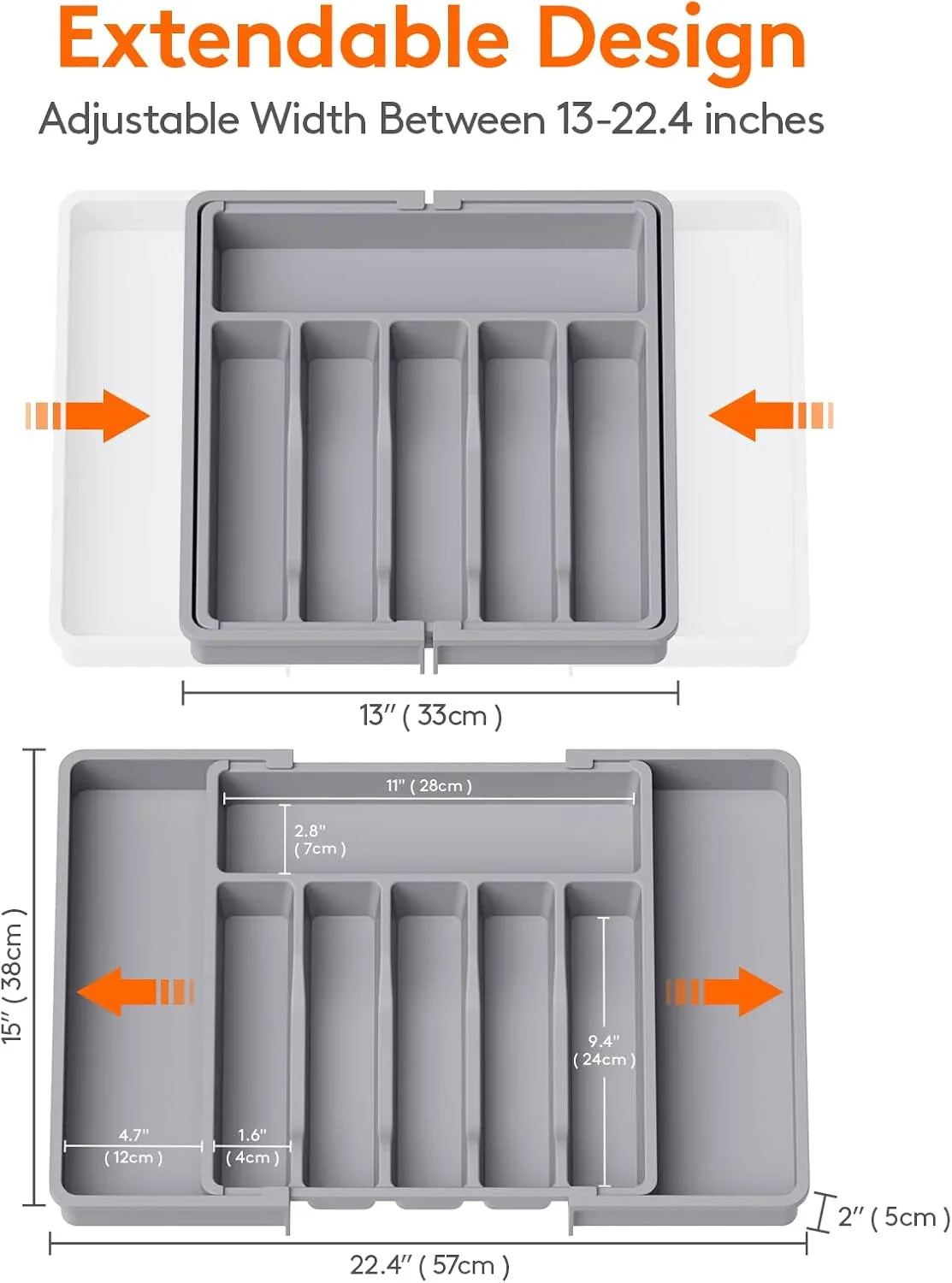 Expandable Kitchen Drawer Utensil Organizer with Adjustable Divider