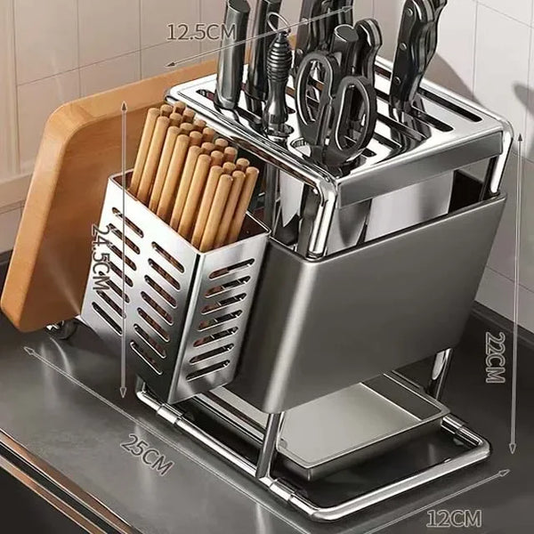 Stainless Steel Multifunctional Kitchen Knife Storage Organizer Rack