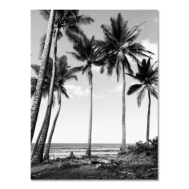 Nordic Black White Seaside Landscape Frameless Wall Poster