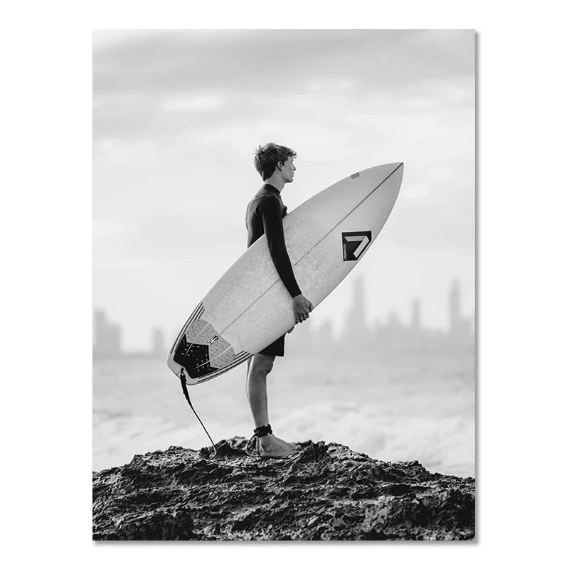 Nordic Black White Seaside Landscape Frameless Wall Poster